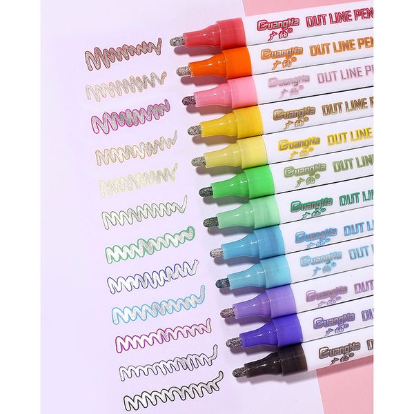 12 Colors Metallic Marker Outline Pen Glitter Colorful DIY Album Scrapbooking Marker Pen for Christmas Drawing Painting Set
12 Colors Metallic Marker Outline Pen Glitter Colorful DIY Album Scrapbooking Marker Pen for Christmas Drawing Painting Set