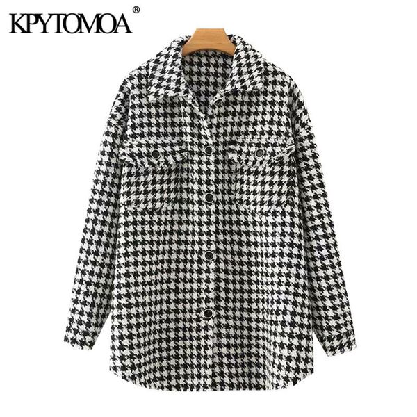 kpytomoa women fashion oversized houndstooth frayed tweed jacket coat vintage long sleeve pockets female outerwear chic 201020, Black;brown
kpytomoa women fashion oversized houndstooth frayed tweed jacket coat vintage long sleeve pockets female outerwear chic 201020, Black;brown