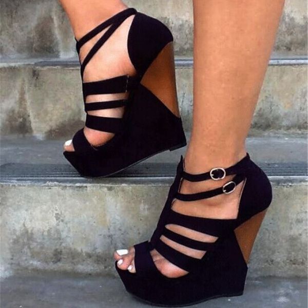 handmade womens wedge heeled sandals buckle ankle strap peep-toe kid-suede leather evening party prom fashion black summer shoes d567
handmade womens wedge heeled sandals buckle ankle strap peep-toe kid-suede leather evening party prom fashion black summer shoes d567