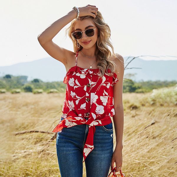 2021 new holiday style floral women casual spring summer sling blouse ladies bandage button pullover jh5b, White
2021 new holiday style floral women casual spring summer sling blouse ladies bandage button pullover jh5b, White