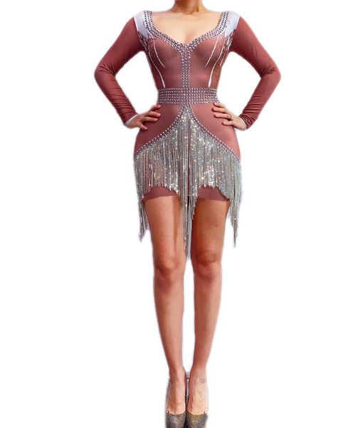 new sparkly rhinestones fringes dress women evening party long sleeve stretch short dress birthday celebrate diamons dress, Black;red
new sparkly rhinestones fringes dress women evening party long sleeve stretch short dress birthday celebrate diamons dress, Black;red