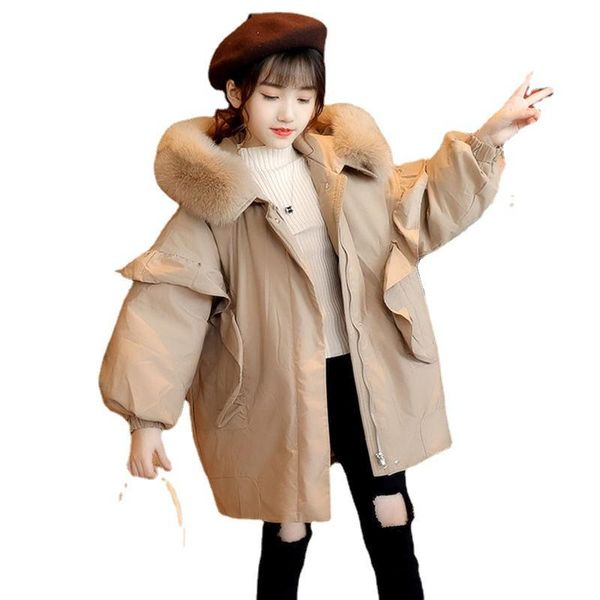 down coat girl khaki cotton-padded jacket winter girl's kid's clothing students thickening clothes long, Blue;gray
down coat girl khaki cotton-padded jacket winter girl's kid's clothing students thickening clothes long, Blue;gray