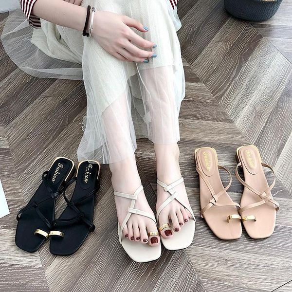one yona summer new women low heels slipper cross thin belt square heel external wear women slip-on sandals, Black
one yona summer new women low heels slipper cross thin belt square heel external wear women slip-on sandals, Black