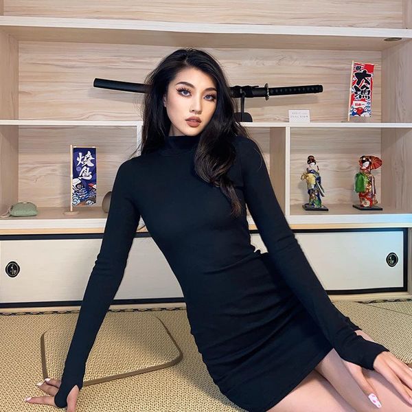 casual dresses 2021 autumn long sleeve bottom dress for women high collar temperament solid color bodycon mini female harajuku, Black;gray
casual dresses 2021 autumn long sleeve bottom dress for women high collar temperament solid color bodycon mini female harajuku, Black;gray