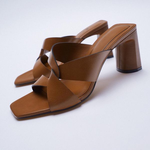slippers women's high heel sandals summer new shoes square brown thick leather i0ce, Black
slippers women's high heel sandals summer new shoes square brown thick leather i0ce, Black