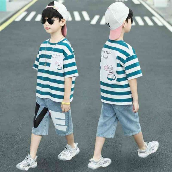 summer boys clothes sets striped t-shirts and denim knee-length pants suit 2pcs casual children clothing set, White
summer boys clothes sets striped t-shirts and denim knee-length pants suit 2pcs casual children clothing set, White