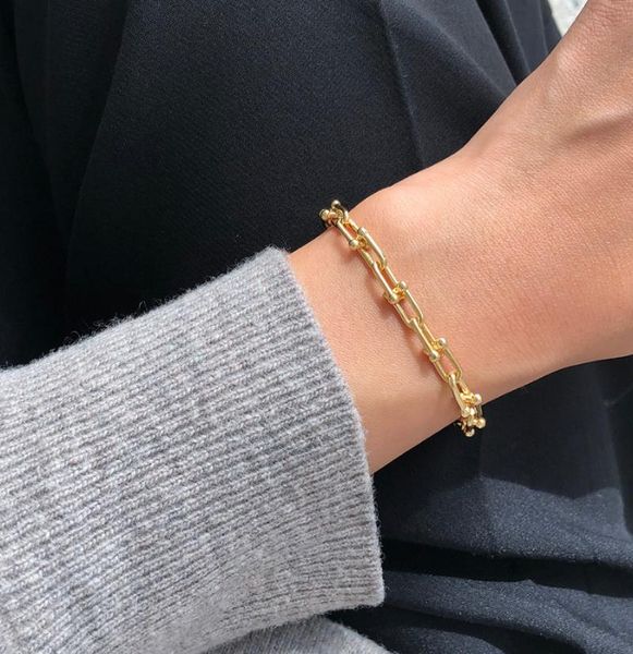 link, chain dylam men women retro simple 18k gold plated sterling silver 925 u-shaped chunky buckle stitching bracelet, Black
link, chain dylam men women retro simple 18k gold plated sterling silver 925 u-shaped chunky buckle stitching bracelet, Black