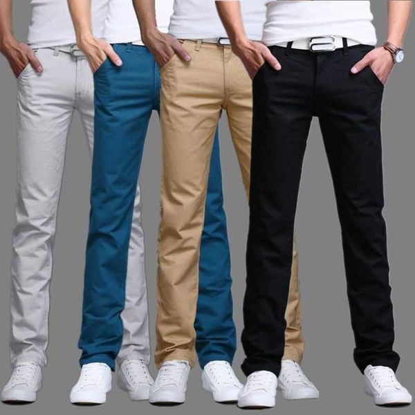 pants cotton slim straight casual youth middle waist trousers, Black