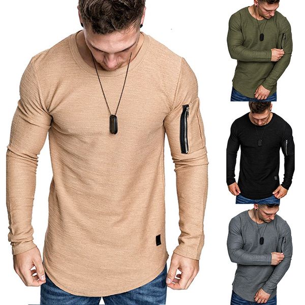 olid color new euro pocket zipper design men's long sleeve t-shirt in autumn and winter 2020, White;black
olid color new euro pocket zipper design men's long sleeve t-shirt in autumn and winter 2020, White;black
