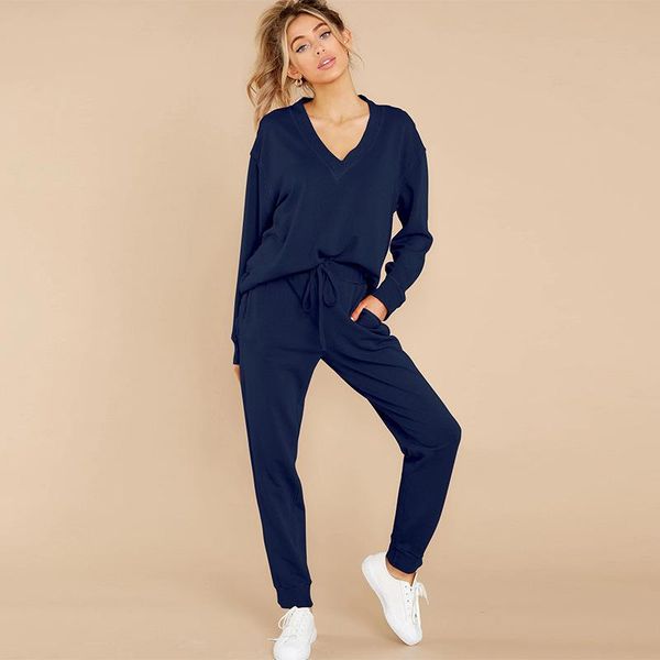 women's two piece pants women matching sets autumn 2021 long sleeve v-neck loose solid color winter casual pant female homewear outwear, White
women's two piece pants women matching sets autumn 2021 long sleeve v-neck loose solid color winter casual pant female homewear outwear, White
