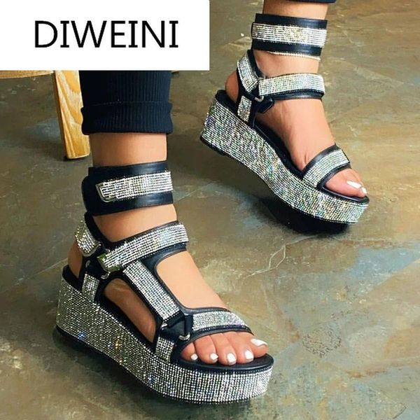 sandals 2021 fashion platform women shoes summer bling crystal super open toe wedge chunky gladiator, Black
sandals 2021 fashion platform women shoes summer bling crystal super open toe wedge chunky gladiator, Black