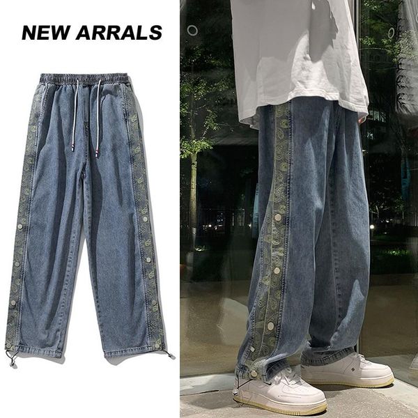 men's jeans baggy men embroidery spring wide leg denim pant oversized trousers straight elastic waist clothing 2021, Blue
men's jeans baggy men embroidery spring wide leg denim pant oversized trousers straight elastic waist clothing 2021, Blue