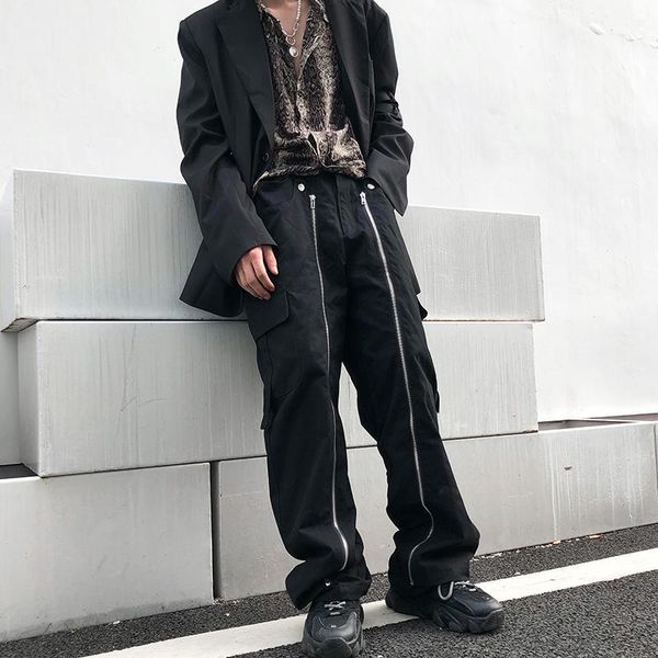 men's pants harajuku detachable overalls high street casual trousers male zipper decorate straight oversize cargo hip hop baggy, Black
men's pants harajuku detachable overalls high street casual trousers male zipper decorate straight oversize cargo hip hop baggy, Black