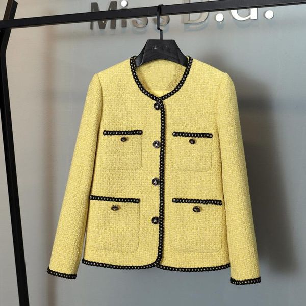women's jackets 2021 autumn fashion women yellow tweed jacket overcoat ladies chic luxury coat ms 8.12, Black;brown
women's jackets 2021 autumn fashion women yellow tweed jacket overcoat ladies chic luxury coat ms 8.12, Black;brown