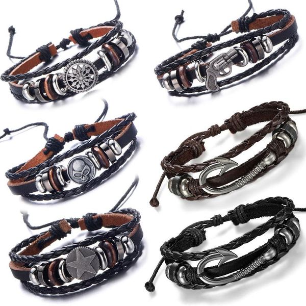 charm bracelets octbyna men's leather bracelet revolver&skull skull multilayer braided punk hip hop style women bangle jewelry dropshpp, Golden;silver
charm bracelets octbyna men's leather bracelet revolver&skull skull multilayer braided punk hip hop style women bangle jewelry dropshpp, Golden;silver