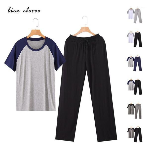 men's sleepwear pajamas set modal cotton for men summer homewear short sleeve long pants casual yought teenagers lounge wear 2pc, Black;brown
men's sleepwear pajamas set modal cotton for men summer homewear short sleeve long pants casual yought teenagers lounge wear 2pc, Black;brown
