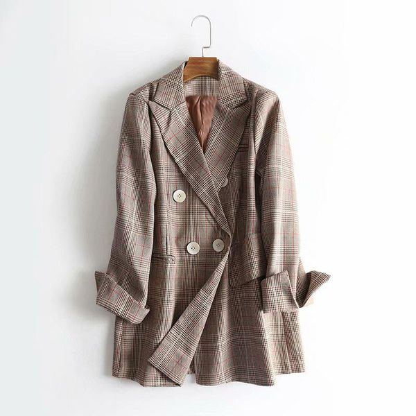 women's suits & blazers women and jackets fashion 2021 blazer feminino plaid long double breasted xy2227, White;black
women's suits & blazers women and jackets fashion 2021 blazer feminino plaid long double breasted xy2227, White;black