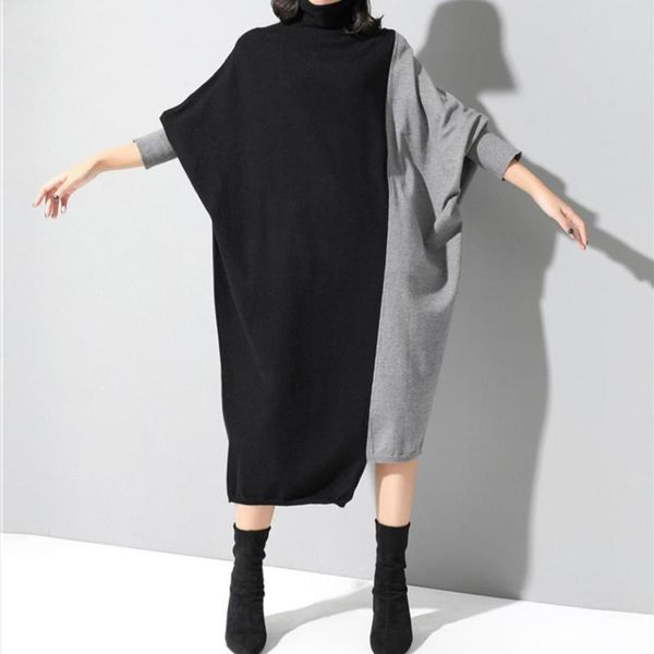 casual dresses fashion women autumn batwing sleeves long dress spliced sleeve turtleneck knitted plus size ladies #t2g, Black;gray
casual dresses fashion women autumn batwing sleeves long dress spliced sleeve turtleneck knitted plus size ladies #t2g, Black;gray