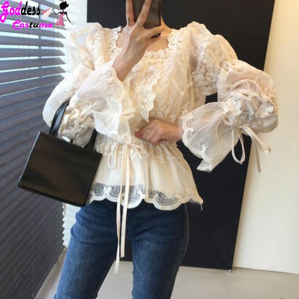 goddess women chic lace hook flower drawstring slim waist shirts square collar flare sleeve femme blusas autumn sweet blouse, White
goddess women chic lace hook flower drawstring slim waist shirts square collar flare sleeve femme blusas autumn sweet blouse, White
