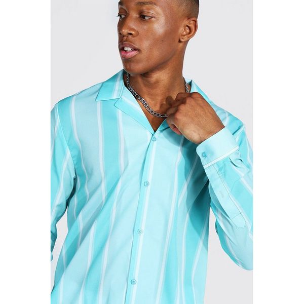 blue and white striped pattern men's long-sleeved shirt comfortable fit fashion travel office entertainment, White;black
blue and white striped pattern men's long-sleeved shirt comfortable fit fashion travel office entertainment, White;black