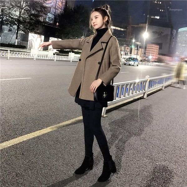 women's wool & blends 2021 autumn winter women jackets solid color long sleeve coat mid-length loose overcoat l997, Black
women's wool & blends 2021 autumn winter women jackets solid color long sleeve coat mid-length loose overcoat l997, Black