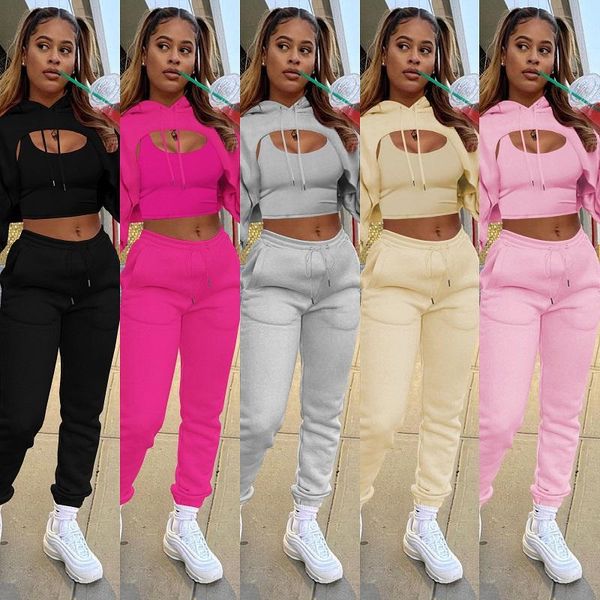 women's two piece pants fall 2021 fashion slim short vest street style personality hoodie with pocket casual sweatpants solid color set, White
women's two piece pants fall 2021 fashion slim short vest street style personality hoodie with pocket casual sweatpants solid color set, White