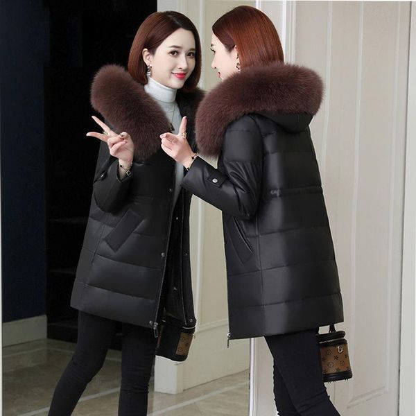 women's down & parkas 2021 women winter fashion long thick warm jackets female slim faux pu leather ladies big fur collar hooded outerw, Black
women's down & parkas 2021 women winter fashion long thick warm jackets female slim faux pu leather ladies big fur collar hooded outerw, Black