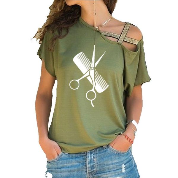 women's t-shirt hairdresser stylist scissors comb funny tshirt casual short sleeve women clothes 2021 summer irregular skew cross banda, White
women's t-shirt hairdresser stylist scissors comb funny tshirt casual short sleeve women clothes 2021 summer irregular skew cross banda, White