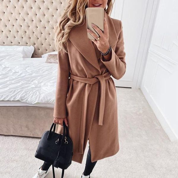 women's wool & blends autumn and winter coats fashion lapel slim lace up temperament woman's long sleeved solid color woolen 2021, Black
women's wool & blends autumn and winter coats fashion lapel slim lace up temperament woman's long sleeved solid color woolen 2021, Black
