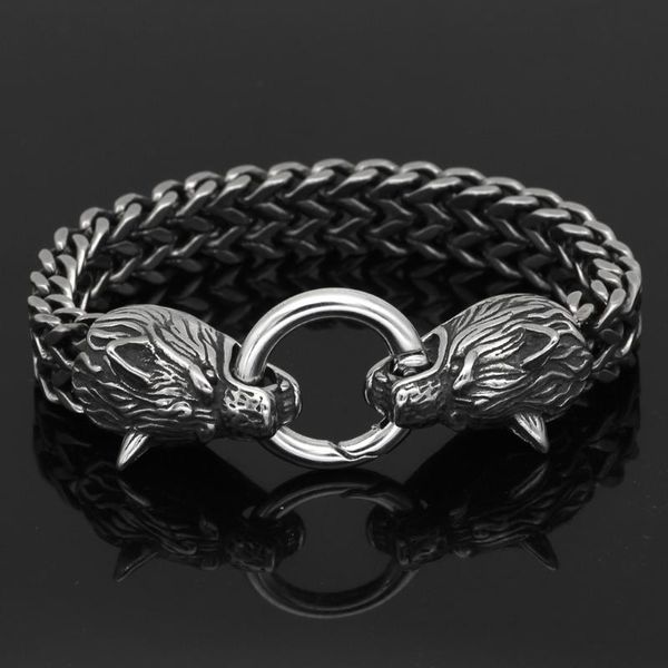 link, chain nordic viking stainless steel wolf bracelet mesh gold punk bracelets biker jewelry, Black
link, chain nordic viking stainless steel wolf bracelet mesh gold punk bracelets biker jewelry, Black