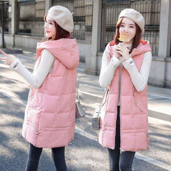 women's vests down cotton vest mid-length slim plus size waistcoat 2021 autumn winter korean jacket outerwear mujer abrigos, Black;white
women's vests down cotton vest mid-length slim plus size waistcoat 2021 autumn winter korean jacket outerwear mujer abrigos, Black;white