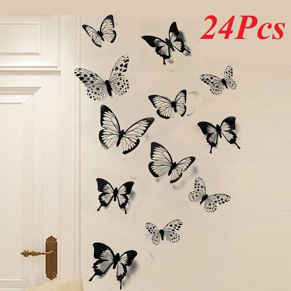 wall stickers 24pcs/set crystal butterfly creative black white home decor decals refrigerator wedding decoration art 
wall stickers 24pcs/set crystal butterfly creative black white home decor decals refrigerator wedding decoration art