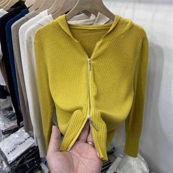 women's sweaters good soft thin sweater coat early autumn double zipper hooded thin knitted cardigan long sleeved women, White;black
women's sweaters good soft thin sweater coat early autumn double zipper hooded thin knitted cardigan long sleeved women, White;black