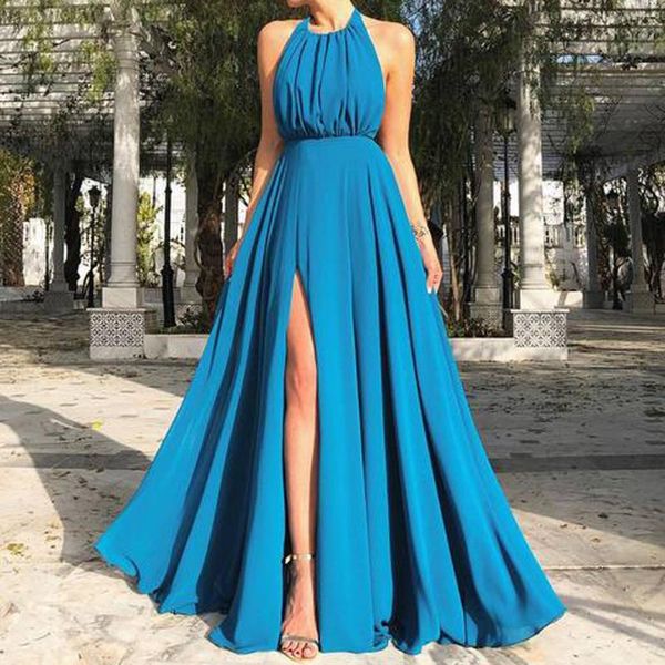 casual dresses chiffon dress woman basic halter solid back hollow long split party elegant gown summer and sundresses robe femm#g9, Black;gray
casual dresses chiffon dress woman basic halter solid back hollow long split party elegant gown summer and sundresses robe femm#g9, Black;gray
