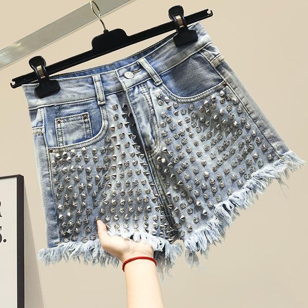 women's jeans ripped shorts woman cool handmade rivet tassels slim high waist denim girls ladies streetwear harajuku pants, Blue
women's jeans ripped shorts woman cool handmade rivet tassels slim high waist denim girls ladies streetwear harajuku pants, Blue