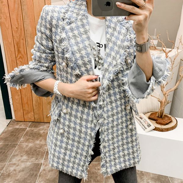 new arrival fashion women temperament ladies double-breasted houndstooth turn down collar wild wool blends jacket prsv, Black
new arrival fashion women temperament ladies double-breasted houndstooth turn down collar wild wool blends jacket prsv, Black