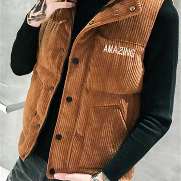 autumn and winter fashion men's korean corduroy cool coat warm down cotton vest, Black;white
autumn and winter fashion men's korean corduroy cool coat warm down cotton vest, Black;white