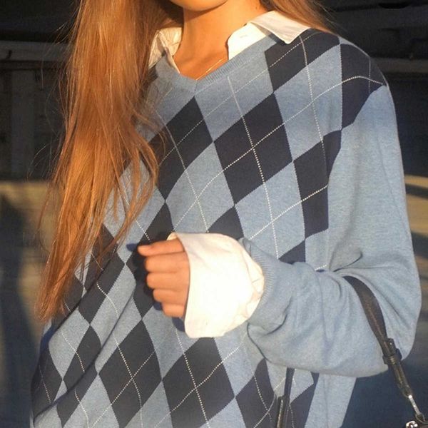 women's sweaters rhombic vintage knitted women casual long sleeve autumn winter sweater female streetwear pullover knitwear ly6m, White;black
women's sweaters rhombic vintage knitted women casual long sleeve autumn winter sweater female streetwear pullover knitwear ly6m, White;black