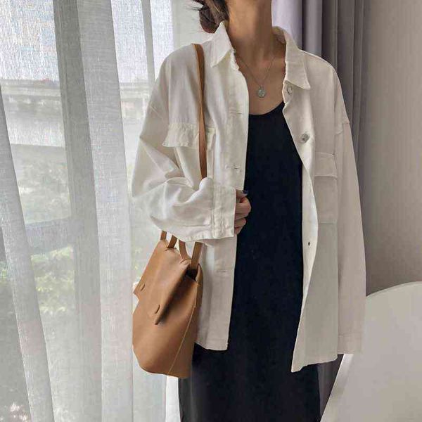 single breasted denim coat spring and autumn women's wear versatile loose thin solid color lapel et outer top, Black
single breasted denim coat spring and autumn women's wear versatile loose thin solid color lapel et outer top, Black