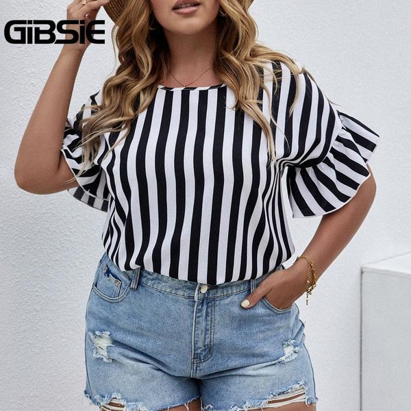plus size t-shirt gibsie black and white striped flounce sleeve blouse women o-neck summer fashion korean female casual blouses
plus size t-shirt gibsie black and white striped flounce sleeve blouse women o-neck summer fashion korean female casual blouses