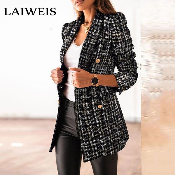women's suits & blazers laiweis 2021 jacket line plaid weave tweed wool double-breasted blazer slim elegant coat outwear, White;black
women's suits & blazers laiweis 2021 jacket line plaid weave tweed wool double-breasted blazer slim elegant coat outwear, White;black