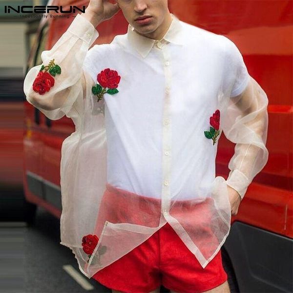 men's casual shirts men mesh shirt see through flower embroidered long sleeve clothing 2021 streetwear party nightclub incerun s-5, White;black
men's casual shirts men mesh shirt see through flower embroidered long sleeve clothing 2021 streetwear party nightclub incerun s-5, White;black