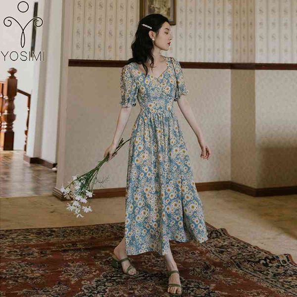 yosimi evening party long women dress summer elegant blue floral print v-neck mid-calf short puff sleeve lady vestido 210604, Black;gray
yosimi evening party long women dress summer elegant blue floral print v-neck mid-calf short puff sleeve lady vestido 210604, Black;gray