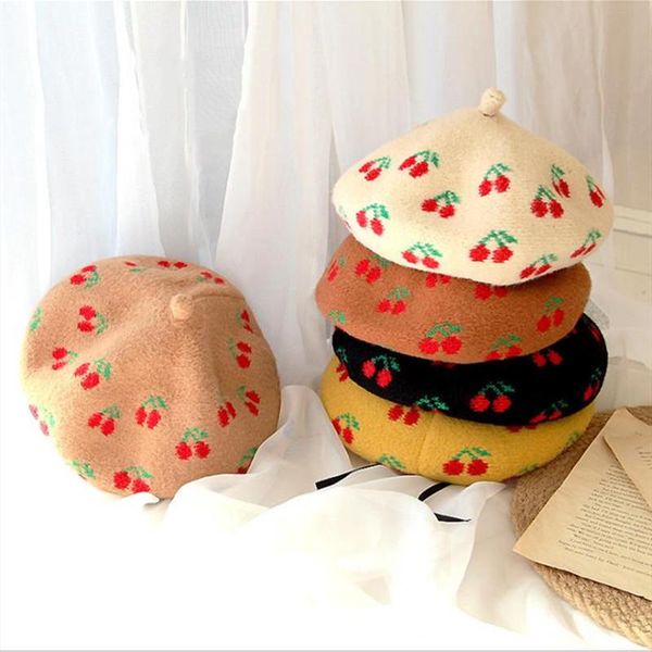 caps & hats kids baby girls beret toddler cherry embroidery woolen bonnet hat infantil beanie turban fedoras for spring fall winter, Yellow
caps & hats kids baby girls beret toddler cherry embroidery woolen bonnet hat infantil beanie turban fedoras for spring fall winter, Yellow