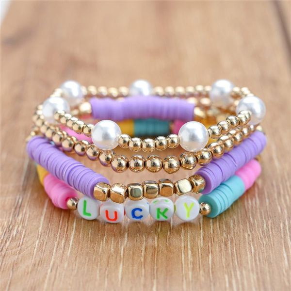 beaded, strands 4pcs/set trendy lucky letter charm pearl bracelets set femme wristband jewelry heishi disc beads multilayer bracelet for wom, Black
beaded, strands 4pcs/set trendy lucky letter charm pearl bracelets set femme wristband jewelry heishi disc beads multilayer bracelet for wom, Black