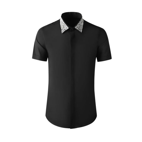 men's casual shirts white black male luxury neck and cuff embroidery short sleeve mens dress fashion slim fit party man
men's casual shirts white black male luxury neck and cuff embroidery short sleeve mens dress fashion slim fit party man