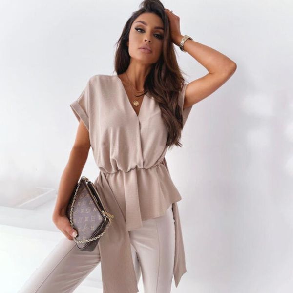 women's blouses & shirts casual v neck short sleeve womens and blouse 2021 summer white loose office ladies bandage women chemise femm
women's blouses & shirts casual v neck short sleeve womens and blouse 2021 summer white loose office ladies bandage women chemise femm