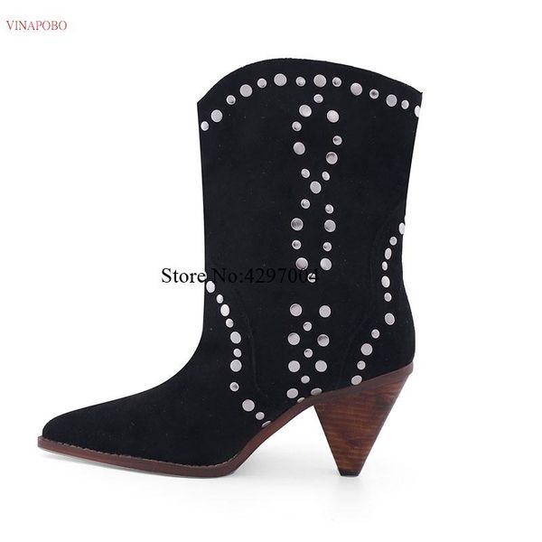 boots black real suede studded ankle women luxury pointed toe slip on spike wedge high heels short winter shoes woman
boots black real suede studded ankle women luxury pointed toe slip on spike wedge high heels short winter shoes woman