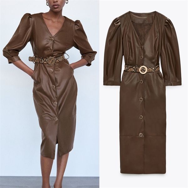 summer za woman faux leather dress women fall brow office midi dress fashion casual design clothes ladies african dresses 210309, Black;gray
summer za woman faux leather dress women fall brow office midi dress fashion casual design clothes ladies african dresses 210309, Black;gray