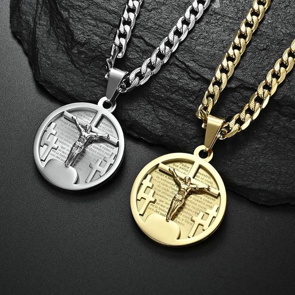 pendant necklaces hiphop round shape religion jesus cross cuban necklace for men stainless steel boho fashion jewelry gifts, Silver
pendant necklaces hiphop round shape religion jesus cross cuban necklace for men stainless steel boho fashion jewelry gifts, Silver